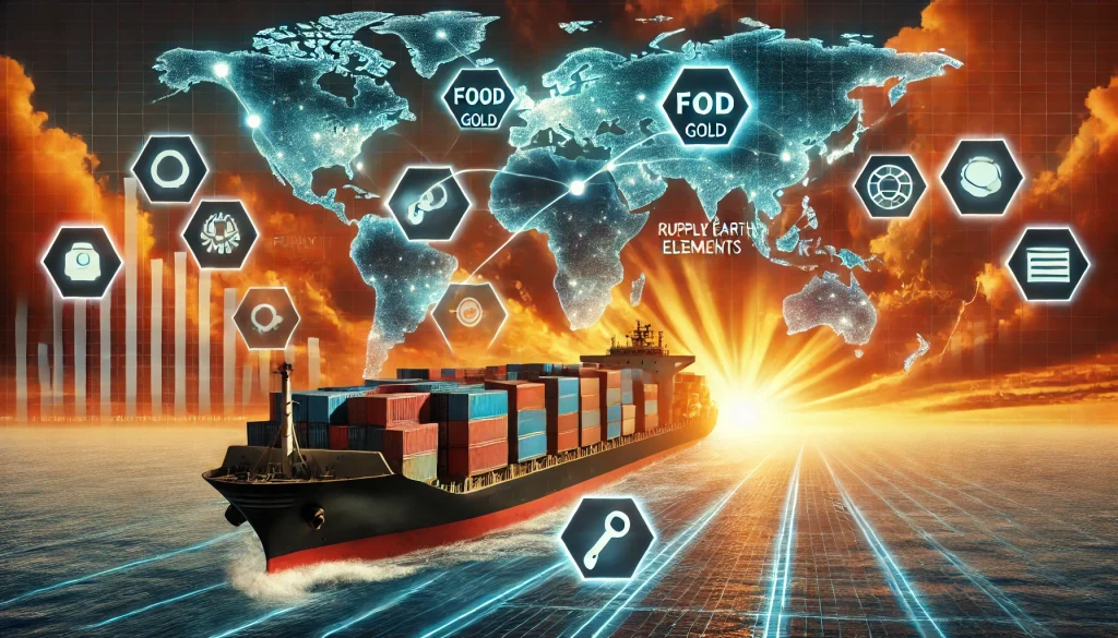 long-term effects of food, gold, and rare earth element (REE) scarcity on global trade.
